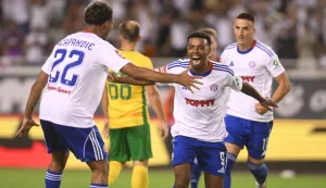Split, 9.07.2026. Prva utakmica prvog pretkola nogometne Europske lige Hajduk - Žilina. Na slici Dalisson Del Almeida. foto HINA/ Mario Strmotić/ ms