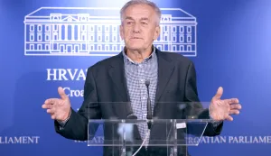 10.07.2026., Zagreb - Na konferenciji za medije odrzanoj u Saboru o uhicenju sina govorio je Josip Jurcevic. Photo: Patrik Macek/PIXSELL
