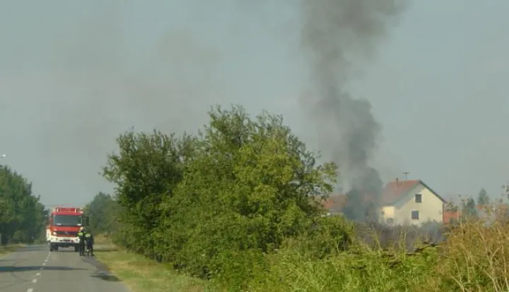 Pozar na vukovarskom Sajmistu kod stare ciglane, gori raslinje, trava i smece9.kolovoza 2007.D. Korpos