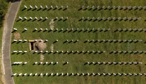 10.07.2026., Potocari, Bosna i Hercegovina - Pogled iz zraka na Memorijalni centar Srebrenica. Photo: Armin Durgut/PIXSELL