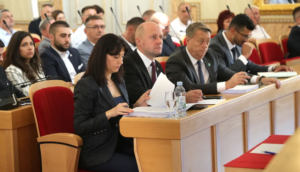 Osijek, 15. 07. 2026., Županijska 4, Sjednica skup&scaron;tine OBŽ, srpanj 2026, Nata&scaron;a Trami&scaron;ak; Josip Miletić; Goran IvanovićSNIMIO BRUNO JOBST