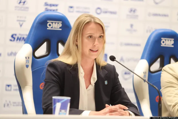 29.05.2026., Opus Arena, Osijek - Predsjednica NK Osijeka Alexandra V&eacute;gh na konferenciji za medije je predstavila novog sportskog direktora i novu viziju kluba. Photo: David Jerkovic/PIXSELL