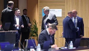 16.07.2026., Zagreb - NSK. 185. sjednica Vlade Republike Hrvatske. glasnogovornik Vlade RH Marko Milic, predsjednik Vlade RH Andrej Plenkovic i ministar vanjskih i europskih poslova Gordan Grlic Radman Photo: Sanjin Strukic/PIXSELL