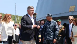 20.07.2026.,Vis-Predsjednik Republike Zoran Milanovic sudjelovao na obiljezavanju 160. obljetnice Viskog boja kojom prigodom je polozio vijenac u more s broda Hrvatske ratne mornarice Photo: Ivo Cagalj/PIXSELL