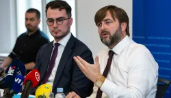 Zagreb, 27.07.2026.- Potpredsjednik Vlade i ministar financija Tomislav Ćorić održao je konferenciju za novinare, a tema su izmjene u poreznom sustavu u okviru mjera antiinflacijske politike.Na fotografiji Matej Bule, Tomislav Ćorić.foto HINA/ Luka &Scaron;ANGULIN/ l&scaron;