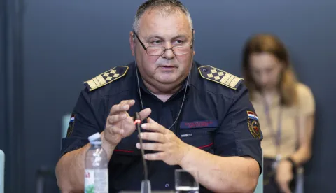 Zagreb, 14.07.2026 - Sjednica Odbora za unutarnju politiku i nacionalnu sigurnost Hrvatskoga sabora. Na fotografiji Slavko Tucaković, Tomo Medved.foto HINA/ Daniel KASAP/ dk