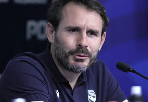 Zagreb,27.07.2026 - Održana je konferencija za medije FC Thun uoči uzvratne utakmice 3. kola kvalifikacija UEFA Lige prvaka GNK Dinamo - FC Thun.Na slici Gian Luca Privitelli.Foto HINA/Tomislav Pavlek/tp