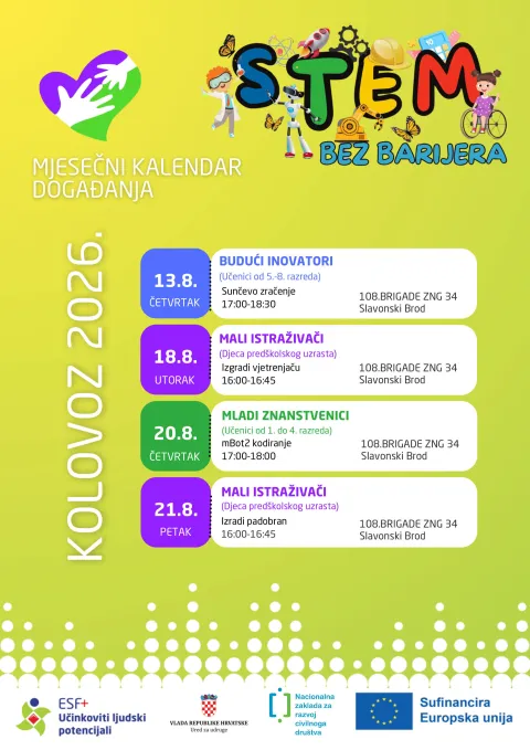 Vukovarski leptirići, STEM radionice, STEM bez barijera 08 2026