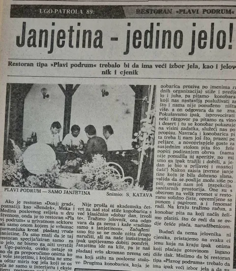 Ovako je 1989. godine Ugopatrola ocijenila osječke kafiće i restorane