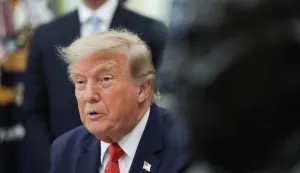 US President Donald Trump speaks in the Oval Office of the White House in Washington, DC, on July 29, 2026. US President Donald Trump unveiled a  billion plan to rebuild and renovate Washington Dulles International Airport. (Photo by Ken Cedeno/AFP)