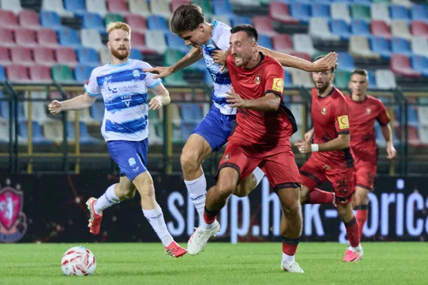 Velika Gorica, 01.08.2026. - Na Gradskom stadionu u Velikoj Gorici odigrana je utakmica 1. kola Hrvatske nogometne lige između Gorice i Osijeka.foto HINA/ Edvard &Scaron;U&Scaron;AK /es
