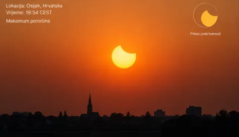 pomrčina sunca u Osijeku, izgledat će ovako 12.8. 2026.