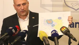 Osijek, 03. 08. 2026, Županijska 4, press konferencija Ministra David Vlajčić, Afrička svinjska kuga, početak eutanazije svinja....snimio GOJKO MITIĆ