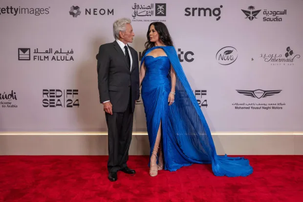 Michael Douglas and Catherine Zeta-Jones walk the red carpet as they arrive to the opening ceremony of the 4th edition of the Red Sea International Film Festival, at Culture Square, in Jeddah, Saudi Arabia, on December 5, 2024. Photo by Balkis Press/ABACAPRESS.COM Photo: Balkis Press/ABACA/ABACA