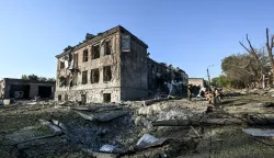 The State Center for Standardization, Metrology and Certification (L), destroyed in a massive combined Russian strike on Zaporizhzhia, Ukraine, on August 11, 2026. Overnight on August 11, Russian forces launched a massive combined strike on Zaporizhzhia, firing 10 missiles at the city, including a North Korean ballistic missile and Zircon hypersonic missiles, as well as guided aerial bombs (KABs). The attack completely destroyed the State Center for Standardization, Metrology and Certification and damaged or destroyed a number of industrial facilities and civilian infrastructure sites, including food establishments, four apartment buildings and a garage cooperative, where the blast wave demolished garages and dozens of vehicles. Six people were killed and 52 others were injured in the attack Photo by Dmytro Smolienko/Ukrinform/ABACAPRESS.COM Photo: Smoliyenko Dmytro/Ukrinform/ABACA/ABACA