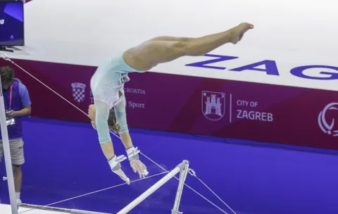 Zagreb, 13.08.2026 - Prvi dan Europskog prvenstva za gimnastičarke - kvalifikacije. Na fotografiji natjecateljica iz mađarske.foto HINA/ Admir BULJUBA&Scaron;IĆ/ abu