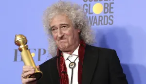 epa07267077 Brian May of Queen poses in the press room during the 76th annual Golden Globe Awards ceremony at the Beverly Hilton Hotel, in Beverly Hills, California, USA, 06 January 2019. EPA/MIKE NELSON