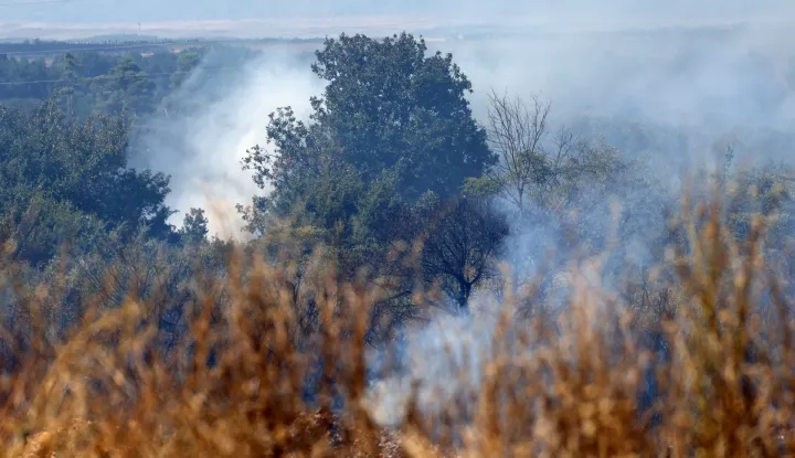 Zadar, 04.08.2026. - Oko 14 sati ponovno se razbuktao požar guste borove &scaron;ume u zadarskom gradskom naselju Novi Bokanjac. Vatra se aktivirala na jednom dijelu, pu&scaron;e jak zapadni vjetar i u pomoć su pozvana četiri kanadera.Foto HINA/Zvonko KUCELIN