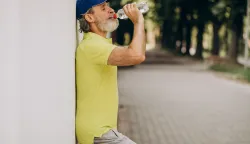 Handsome man drinking water in park after joggingSUHO DOBA Ekstremno toplo ljeto jo&scaron; se ne da, obilnijih padalina nema na vidikuMain Headline:Tek će nam jesen donijeti spas od nesnosne žege