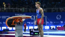 19.08.2026., Arena Zagreb, Zagreb - 37. Europsko prvenstvo u muskoj sportskoj gimnastici. Kvalifikacije, preskok. Auren Benovic Photo: Marko Lukunic/PIXSELL