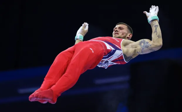 Zagreb, 22.08.2026 - Europsko prvenstvo u gimnastici, finale, preča. Na slici Illia Kovtun iz Hrvatske.foto HINA/ Damir SENČAR/ ds