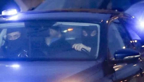 epa07272581 A policecar carrying a suspect accused of the terrorist attack at the Jewish Museum in Brussels arrive at the Brussels Court in the Justice Palace in Brussels, Belgium, 10 January 2019. On 24 May 2014, a gunman opened fire at the Jewish Museum of Belgium in Brussels, killing four people. Mehdi Nemmouche, a French national of Algerian origin, was arrested at a bus station in the French port of Marseille in connection with the shooting. He is believed to have spent over a year in Syria and had links with radical Islamists. Nacer Bendrer is the alleged accomplice in the terror attack. EPA/OLIVIER HOSLET