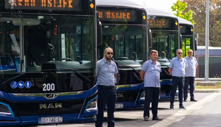 Osijek, Predstavljanje četiri nova električna autobusa GPP-a GPP; električni autobusi; gradski prijevoz; javni prijevoz; električna vozila; infrastruktura; ulaganje; prijevoz; putnici