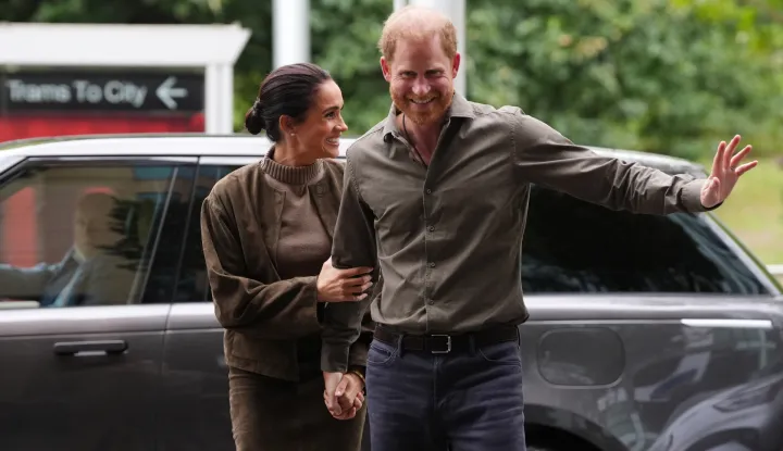 The Duke and Duchess of Sussex arrive at the Australian National Veterans Arts Museum (Anvam) in Southbank, Melbourne, Victoria, on day one of the royal trip to Australia. Picture date: Tuesday April 14, 2026. Photo: Jonathan Brady/PRESS ASSOCIATION