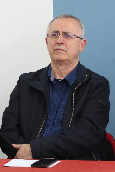 Osijek, 02. 024. 2025, Press povodom &scaron;trajka prosvetara u četvrtak. Čelnici sindikata, Željko Stipić, &Scaron;kolski sindikat Preprorod.snimio GOJKO MITIĆ