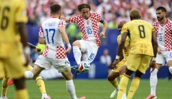 Philadelphia, 28.06.2026 - Utakmica trećeg kola skupine L Svjetskog nogometnog prvenstva Hrvatska - Gana na Lincoln Financial Field stadionu u Philadelphiji. Na slici Luka Modrić, Petar Sučić, Josip &Scaron;utalo.foto HINA/ Daniel KASAP/ ds