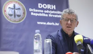 Zagreb, 26.05.2026 - Konferencija za medije glavnog državnog odvjetnika Ivana Turudića na kojoj je predstavio rezultate rada državnih odvjetni&scaron;tva u 2025., osvrnuo se na dvije godine mandata glavnog državnog odvjetnika RH te postignute rezultate, a sve u povodu ovogodi&scaron;njeg obilježavanja Dana državnog odvjetni&scaron;tva. Na fotografiji Ivan Turudić.foto HINA/ Admir BULJUBA&Scaron;IĆ/ abu