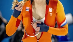 Jutta Leerdam of the Netherlands celebrates after winning gold in the Women's 1000m during Day 3 of Speed Skating - Milano Cortina 2026 Winter Olympics at Milano Speed Skating Stadium on February 9, 2026 in Milan, Italy. Photo by Robin Utrecht/ABACAPRESS.COM Photo: Utrecht Robin/ABACA/ABACA