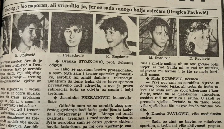Osamdesetih je groznica aerobika zavladala Osijekom. Vježbalo se uz Vesnu i Milenu
