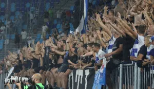 Osijek, 15. 08. 2026, Opus Arena, nogomet, SuperSport Hrvatska nogomenta liga 2026/27. Osijek - Lokomotiva. Slavlje nakon utakmice. Kohorta.snmimio GOJKO MITIĆ