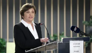 19.03.2024., Zagreb - Hrvatska udruga socijalnih radnika povodom Svjetskog dana socijalnog rada organizirala je strucni skup pod nazivom "Zajednicka buducnost za transformativne promjene" u hotelu Academia. predsjednica Hrvatske udruge socijalnih radnika Stefica Karacic Photo: Sanjin Strukic/PIXSELL