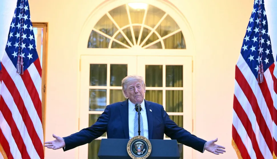 US President Donald Trump speaks during a Rose Garden dinner at the White House in Washington, DC, on September 17, 2026. (Photo by Mandel NGAN/AFP)
