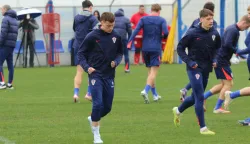 Osijek, 30. 03. 2026, Opus Arena. Press konferencija mlade Hrvatske reprezentacije, U-21, uoči utakmice s Turskom u Osijeku. Kvalifikacije za Europsko prvenstvo. Izbornik Ivica Olić i igrač Dominik Prpić. Trening nakon pressice.snimio GOJKO MITIĆ