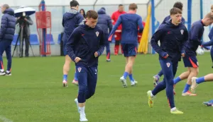 Osijek, 30. 03. 2026, Opus Arena. Press konferencija mlade Hrvatske reprezentacije, U-21, uoči utakmice s Turskom u Osijeku. Kvalifikacije za Europsko prvenstvo. Izbornik Ivica Olić i igrač Dominik Prpić. Trening nakon pressice.snimio GOJKO MITIĆ