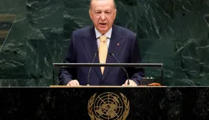 Turkey's President Recep Tayyip Erdogan addresses the 81st United Nations General Assembly at UN headquarters in New York on September 22, 2026. (Photo by TIMOTHY A. CLARY/AFP)