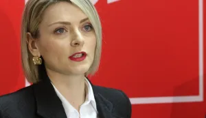 Osijek, 28. 02. 2025, Strossmayerova 5, press SDP, kandidatkinja za županicu, Sanja Bježančević.snimio GOJKO MITIĆ