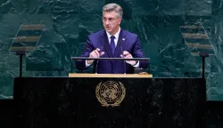 Croatia's Prime Minister Andrej Plenkovic speaks during the 81st United Nations General Assembly at the United Nations Headquarters in New York, on September 22, 2026. (Photo by Leonardo MUNOZ/AFP)