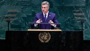 Croatia's Prime Minister Andrej Plenkovic speaks during the 81st United Nations General Assembly at the United Nations Headquarters in New York, on September 22, 2026. (Photo by Leonardo MUNOZ/AFP)