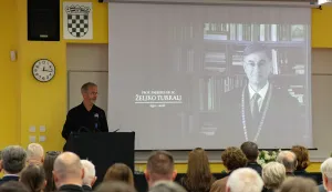 Osijek, 25. 9. 2026., Komemoracija u spomen profesora emeritusa Željka Turkalja, EFOSTomislav Levak; komemoracija; Željo Turkalj; sudionici; opro&scaron;taj