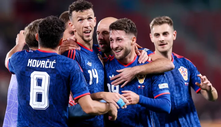 26.09.2026., Fortuna Arena, Prag, Ceska - Utakmica prvog kola skupine 3 Lige A UEFA Lige nacija izmedju Ceske i Hrvatske Ivan Perisic, Josip Misic, Marco Pasalic i Josip Stanisic Photo: Matija Habljak/PIXSELL