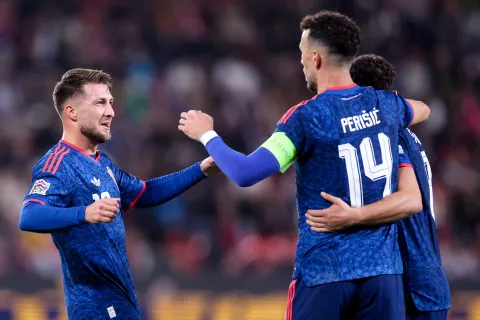 26.09.2026., Fortuna Arena, Prag, Ceska - Utakmica prvog kola skupine 3 Lige A UEFA Lige nacija izmedju Ceske i Hrvatske Marco Pasalic i Ivan Perisic Photo: Matija Habljak/PIXSELL