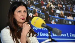 Zagreb, 11.09.2026 (novosti) - Karlo Ressler, Romana Jerkovic i Gordan Bosanac u predstavnistvu EU parlamenta.foto Davor Kovacevicnovosti