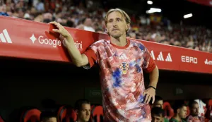 Sevilla, 29.09.2026 - Utakmica Lige nacija, &Scaron;panjolska - Hrvatska. Na slici Luka Modrić na klupi, nije počeo utakmicu u prvom sastavu.foto HINA/ Daniel KASAP/ ds
