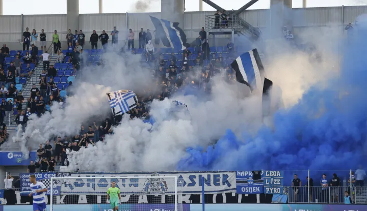12.09.2026., stadion Opus Arena, Osijek - SuperSport HNL 2026./2027., 07. kolo, NK Osijek - GNK Dinamo. navijaci Osijeka, Kohorta Photo: Davor Javorovic/PIXSELL