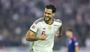 06.10.2026., stadion Poljud, Split - UEFA Liga nacija, Liga A, skupina 3, 4. kolo, Hrvatska - Spanjolska. Slavlje nogometasa Spanjolske nakon pogotka Mikela Merina za vodstvo 2:1. Mikel Merino Photo: Sanjin Strukic/PIXSELL