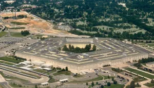 (FILES) An aerial view of the Pentagon, which houses the US Department of Defense headquarters, in Arlington, Virginia, on May 31, 2026. Part of the Pentagon went into lockdown on June 11, 2026, a spokesman said, in response to what a local fire department described as a "hazardous materials incident" at the US military headquarters. Pentagon spokesman Sean Parnell said a "shelter-in-place order" had been issued for an area affected by an "air quality issue," while the Arlington County Fire Department said it had units "including our Hazardous Materials Team" operating there to address a "hazardous materials incident." (Photo by Daniel SLIM/AFP)